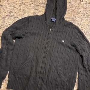 Ralph Lauren Sport knit zip up sweater with hood!